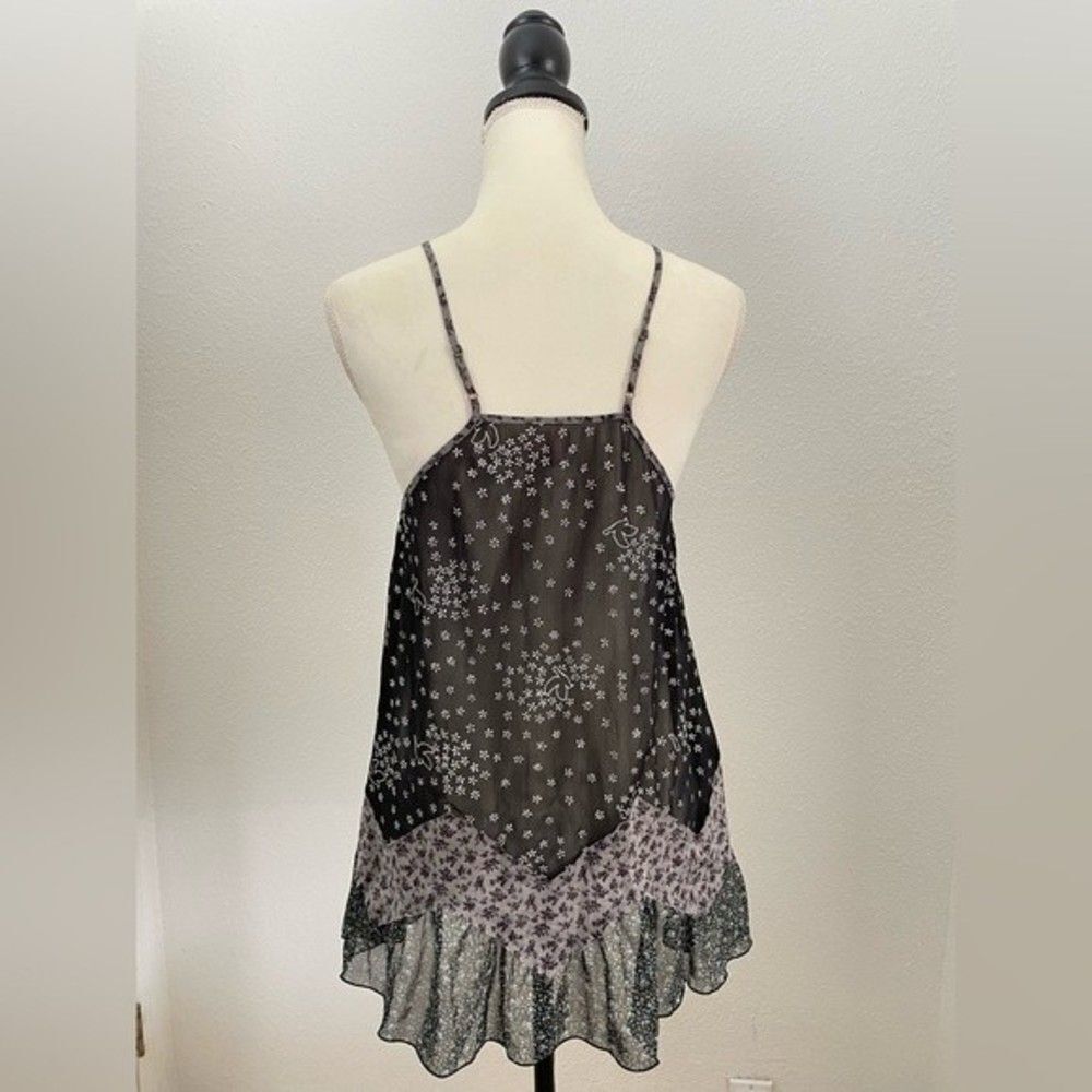 Free People Boho Flowy Beachy Sea Shell Ditsy Floral Babydoll Sheer Tunic Top - Picture 8 of 12